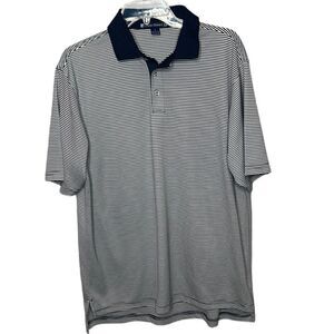 Chase Edward Golf Navy/White Stripe Performance Polo Shirt. Size Large.
